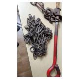 Assorted Pet Supplies and Hardware Including Chains, Cables, and Tools
