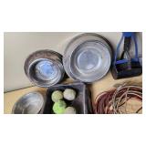 Assorted Pet Supplies and Hardware Including Chains, Cables, and Tools