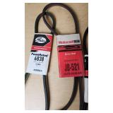 Lot of Automotive Drive Belts Including Gates, Motorcraft, and Carquest including PowerRated 6838, Hi-Power II A34 and A106, and Micro-V K060950