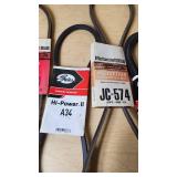 Lot of Automotive Drive Belts Including Gates, Motorcraft, and Carquest including PowerRated 6838, Hi-Power II A34 and A106, and Micro-V K060950