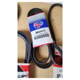 Lot of Automotive Drive Belts Including Gates, Motorcraft, and Carquest including PowerRated 6838, Hi-Power II A34 and A106, and Micro-V K060950