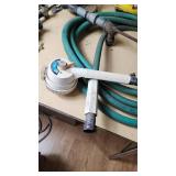 Garden Tools and Equipment including Weed Eater Grass Trimmer, Hose, and Accessories