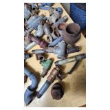 Lot of Plumbing Hardware and Fittings including Galvanized Nipples, Elbows, Valves, and Connectors