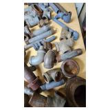 Lot of Plumbing Hardware and Fittings including Galvanized Nipples, Elbows, Valves, and Connectors