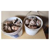 Buckets of Used Cast Iron Pipe Clamps with Bags