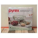 PYREX COLORS GLASS MIXING BOWLS WITH LIDS 8PC.