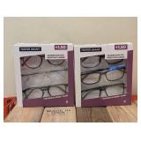 (2) NEW FOSTER GRANT +1.50 READING GLASSES 3PK.