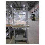 METAL, ADJUSTABLE HEIGHT, U-LINE PACKING TABLES WITH WOOD TOPS