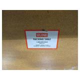 WOOD, ADJUSTABLE HEIGHT, U-LINE PACKING TABLES WITH WOOD TOPS