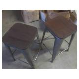 (EW4) 2 Metal Stools with Wood Seat...