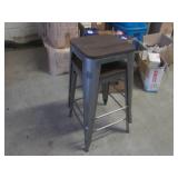(EW4) 2 Metal Stools with Wood Seat...
