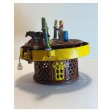 vintage Cast Iron Race Horse Mechanical Bank. This collectible item is highly sought after by enthusiasts of antique toys and mechanical banks.