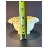 RARE Fenton Lime Green Custard Satin Uranium Glass Ruffled Bowl Glows Under Blacklight