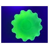 Vintage Fenton "Persian Medallion" Lime Sherbet Satin Bowl (Uranium Glass)