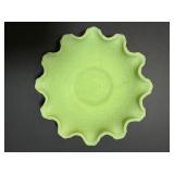 Vintage Fenton "Persian Medallion" Lime Sherbet Satin Bowl (Uranium Glass)