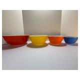 ULTRA RARE Vintage Pyrex "Reverse Primary" Nesting Mixing Bowl Set (4-Pc)  Red, Yellow, Orange, Blue Collector