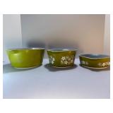 Vintage Pyrex Spring Blossom Green "Crazy Daisy" Casserole Dishes Mix & Match Set (2 Pcs)