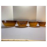 VINTAGE Pyrex "OLD ORCHARD" Complete Set of 4 Nesting Mixing Bowls | 401, 402, 403, 404. Highly sought after.