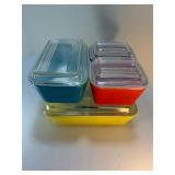 Vintage PYREX Primary Colors Refrigerator Dish Set (4 Pieces w/ Lids) – Red, Blue, Yellow