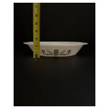 Vintage Jeannette Glasbake "Green Daisy" Milk Glass Oval Casserole Dishes (Set of 2) w/ Lids MCM