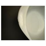 Vintage Jeannette Glasbake "Green Daisy" Milk Glass Oval Casserole Dishes (Set of 2) w/ Lids MCM