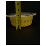 Vintage Pyrex Town & Country Set, Yellow Brown Star Casserole Dishes w/ Lids