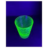 Vintage Uranium Vaseline Glass Tea Cup w/ Saucer & Tumbler Set | UV Glows Bright Green