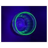 VTG 1920s-40s Green Depression Uranium Glass  Canister Jar and Plate.