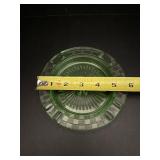 Vintage Uranium Vaseline Glass Lot: Fenton Open Weave Basket & Depression Era Ashtray (Glows UV)