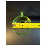 Vintage Green Uranium Vaseline Glass 4-Piece Set: 3 Divided Grill Plates & Matching Cup - Glows Bright Under UV Light (Depression Era)