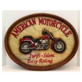 Vintage American Motorcycle 3D Wood Plaque Sign "Swift-Silent Easy-Riding" 22"x17" Man Cave Decor