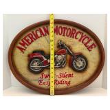 Vintage American Motorcycle 3D Wood Plaque Sign "Swift-Silent Easy-Riding" 22"x17" Man Cave Decor