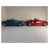 Lot of Two: BMW Z4 E85 Diecast Model Cars | 1:18 Scale Maisto/Motormax | Red & Blue Convertibles