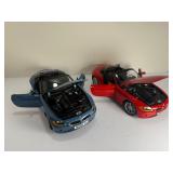 Lot of Two: BMW Z4 E85 Diecast Model Cars | 1:18 Scale Maisto/Motormax | Red & Blue Convertibles