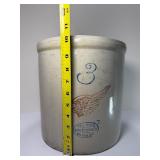 Antique Red Wing 3-Gallon Union Stoneware Crock w/ Bold Red Wing & Blue Oval Stamp