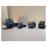 VINTAGE LOT of 4 | 1960s-1970s Blue Pressed Steel Tonka Toy Trucks - Mini & Full Size