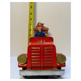 Vintage Modern Toys Japan Tin Litho Friction F.D. No. 1 Fire Engine Truck w/ Fireman Figure (c. 1950s)