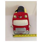 RARE Vintage AMC NY NY Earthenware Fire Truck Cookie Jar w/ Original Map Box