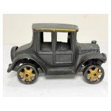 Vintage Cast Iron Model T Ford Toy Car - Black & Gold Sedan