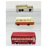Vintage Matchbox Lesney 1-75 Series Diecast Bus Lot: #66 Greyhound, #68 Mercedes, #74 Daimler (Esso Extra Petrol)