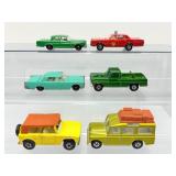 Rare Vintage Die-Cast Car Collection: 6 Iconic 1960s-1970s Matchbox Superfast & Corgi Models (Land Rover, Opel Diplomat, Ford Pickup, Sedans)