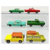 Rare Vintage Die-Cast Car Collection: 6 Iconic 1960s-1970s Matchbox Superfast & Corgi Models (Land Rover, Opel Diplomat, Ford Pickup, Sedans)