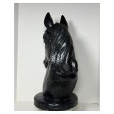 Stately  62-lb. Solid Cast Cement Horse Head Statue | Classic Equestrian Garden Art Decor