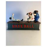 Vintage Cast-Iron Mechanical Bank – "Baseball" Hometown Battery Style – Action Works