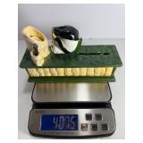 Cast Iron Mechanical Coin Bank Panda Bear Bamboo Motif