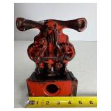 VINTAGE "CALAMITY" CAST IRON MECHANICAL COIN BANK - FOOTBALL/RUGBY THEME