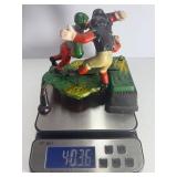 VINTAGE "CALAMITY" CAST IRON MECHANICAL COIN BANK - FOOTBALL/RUGBY THEME