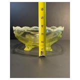 Rare Antique EAPG Greentown "Dewey" Vaseline Glass Master Berry Bowl (c. 1898) - Glows!