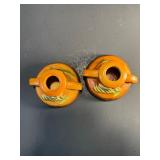 Vintage Roseville Pottery Freesia Pattern Candlesticks | Shape #1160-2 | Brown & Green