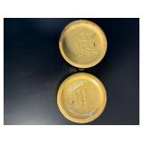 Vintage Roseville Pottery Freesia Pattern Candlesticks | Shape #1160-2 | Brown & Green